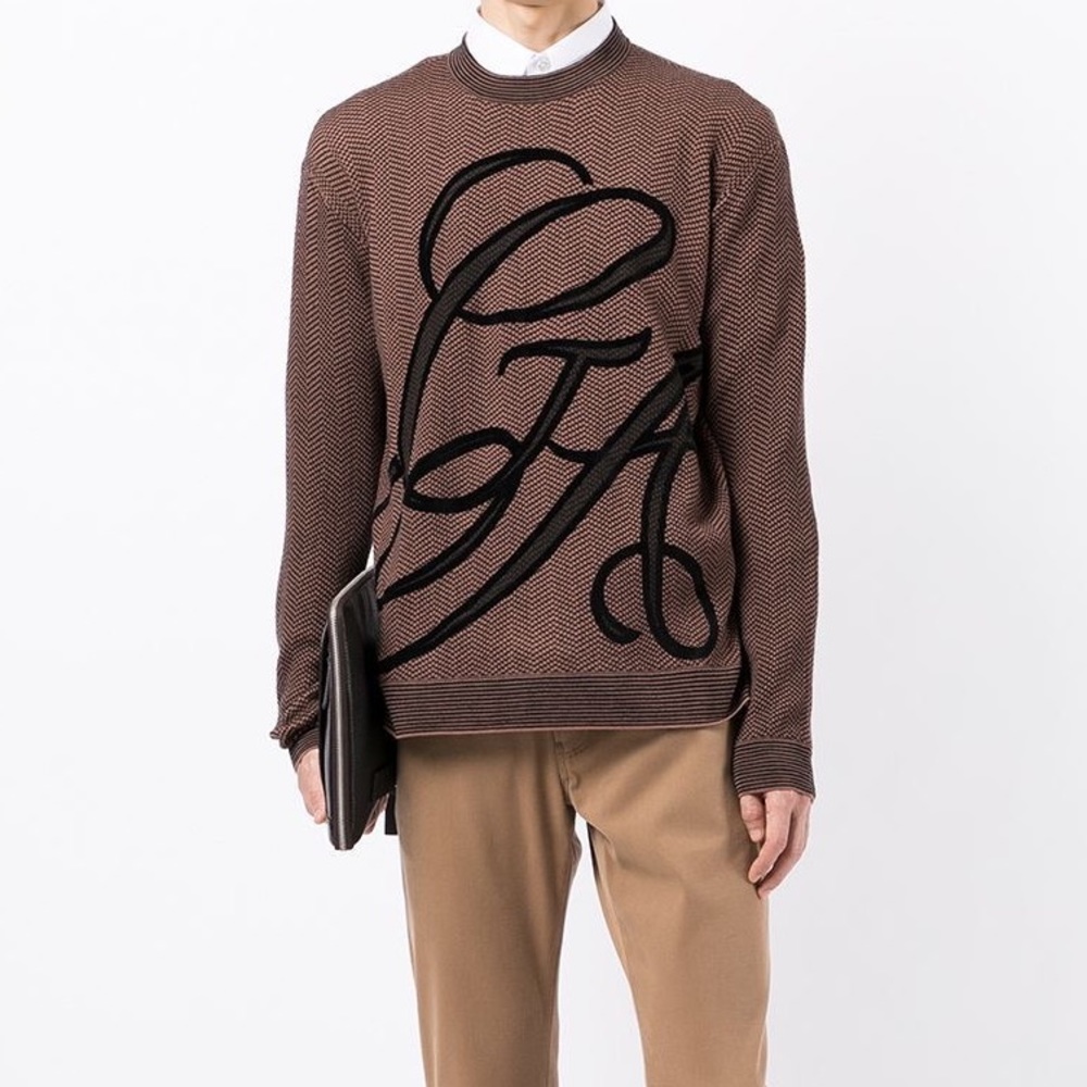 Giorgio Armani Virgin Wool-Blend Logo Signature Jumper